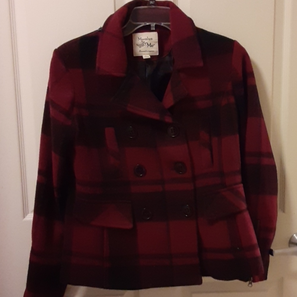 Marilyn and Me plaid pea coat